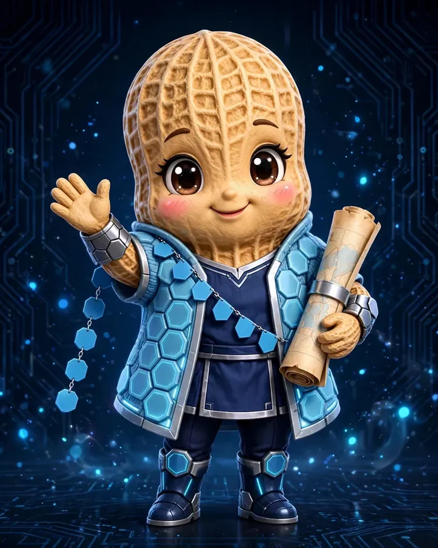 June the Mapkeeper, in her peanut form, carrying a map scroll