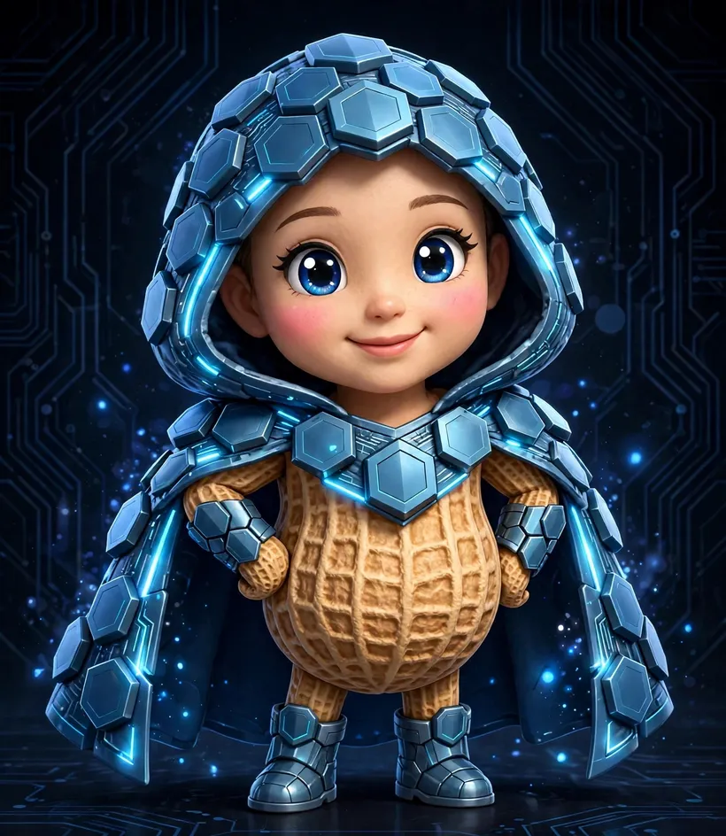 Tess in her human form — a young woman in glowing azure hex armor, hands on hips